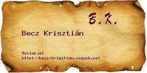 Becz Krisztián névjegykártya